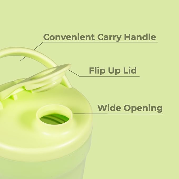 Hydrojug 20 oz Noiseless Shaker Bottle – 100% Leakproof Shaker Cup for Protein Mixes, Pre-Workout & Supplement Shakes – Durable, Easy Clean Design, Honeydew