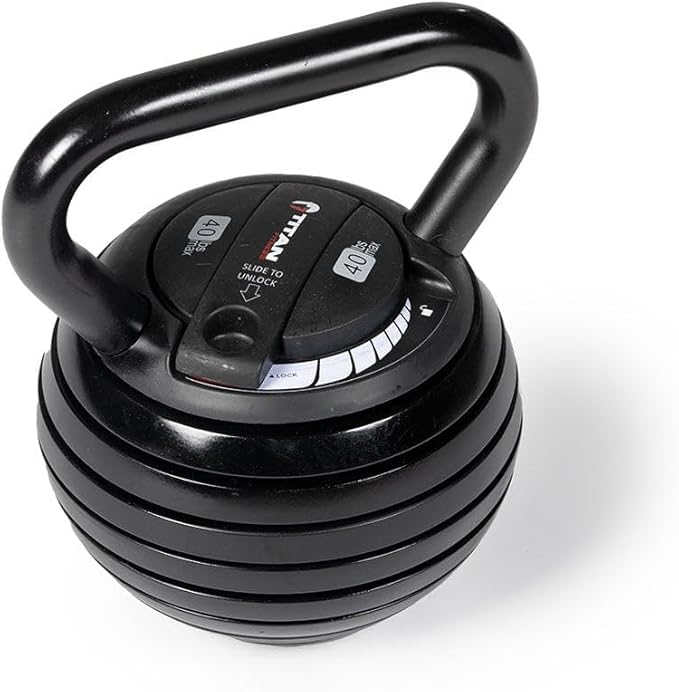 Titan Fitness 10 LB-40 LB Adjustable Kettlebell Weight Set, 6 Drop Cast Iron Plates, Full Body Exercise Home Gym, Weightlifting, Conditioning, Strength and Core Training for Men and Women
