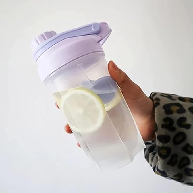 Shaker Bottle in Platinum Gray w. Stylish Mechanic Design(Twist Cap Lockable Anti-Leaking Fixed w. Slim Arm,Large Moden Loop),Strong Body Anti-Drop,Hard 1.77" Plastic Mixer Ball,BPA Free,16 OZ/ 500 ML