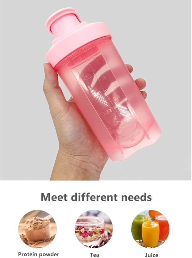 An Ergonomic Small Black Wide Mouth Shaker Cup,Made of Premium PP5 (BPA FREE),Modelized Scale Marks 4-8-12 Oz,Black Leakproof Screwable Cover Lid (Style May Vary) & Whisk,Free Replacement in 10 Months