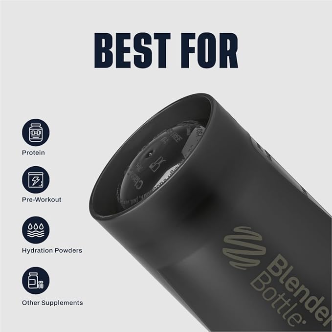 BlenderBottle Classic V2 Shaker Bottle Perfect for Protein Shakes and Pre Workout, 28-Ounce, Grey/Black, Black Shadow