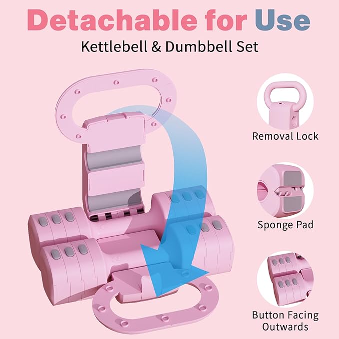 Adjustable Kettlebell Set, 4-in-1 Free Weight Kettlebell sets (5.5lbs 7.7lbs 9.9lbs 12.1lbs) for women, Weight Dumbbell Set of 2 for Home Gym Fitness Training