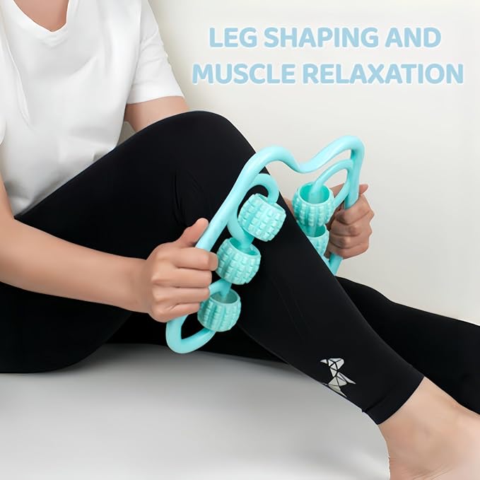 6-Wheel Muscle Roller – Deep Tissue Fascia Massage Tool for Legs, Arms & Thighs, Cellulite Massager for Muscle Relief & Recovery