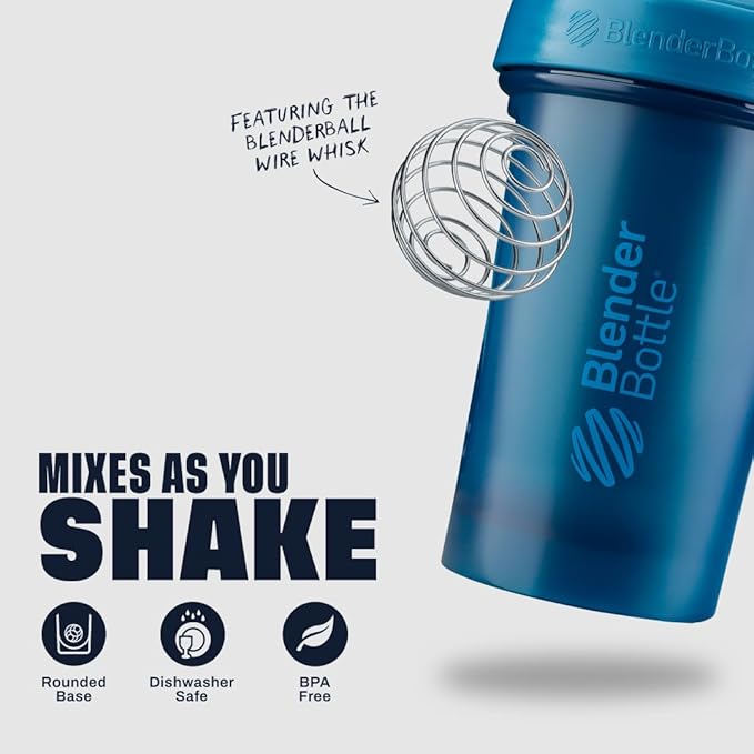 BlenderBottle Classic V2 Shaker Bottle Perfect for Protein Shakes and Pre Workout, 28-Ounce, Ocean Blue