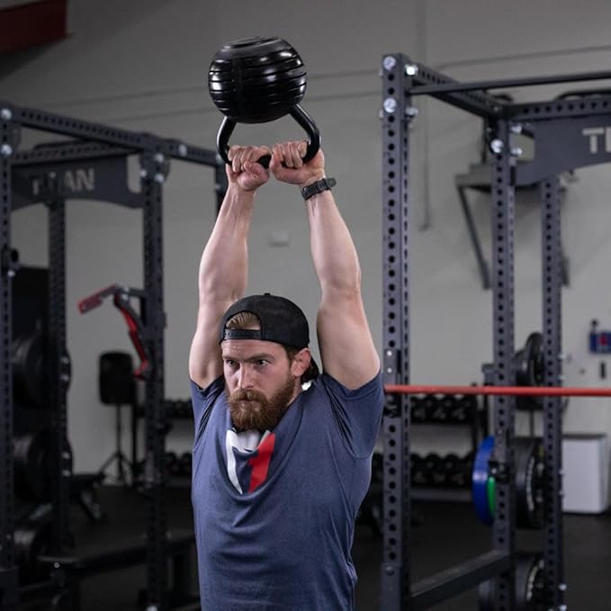 Titan Fitness 10 LB-40 LB Adjustable Kettlebell Weight Set, 6 Drop Cast Iron Plates, Full Body Exercise Home Gym, Weightlifting, Conditioning, Strength and Core Training for Men and Women