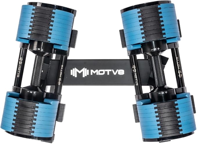Probell 580 Adjustable Dumbbells - Motv8 Probell 580s, 5lbs - 80lbs Adjustable Free Weight Nuobell Style Dumbbells for Men and Women - Strength Training and Fitness
