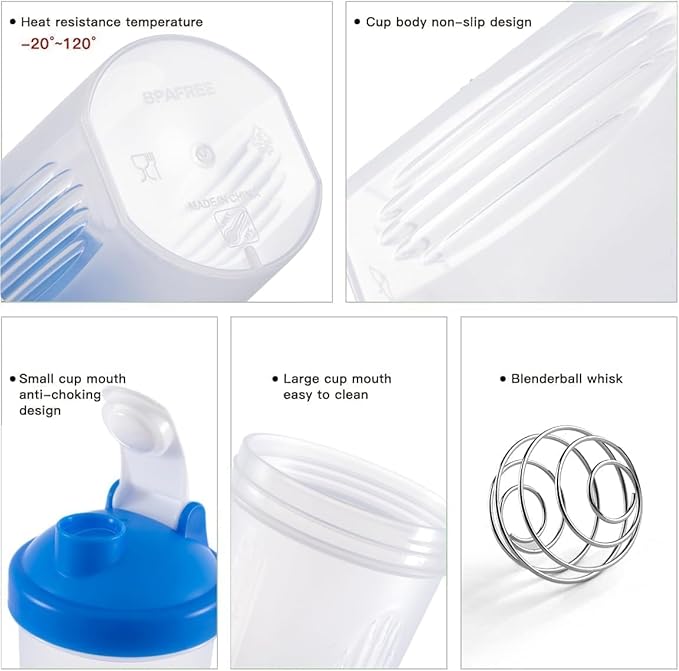 Blender Shaker Bottle Classic Loop Top& Stainless Whisk Ball-Protein Small-16 oz Whisk Ball, Secure Screw-On Lid, Dishwasher Safe & BPA Free Sports Bottle, YellowClear, Clear Body-16 Oz