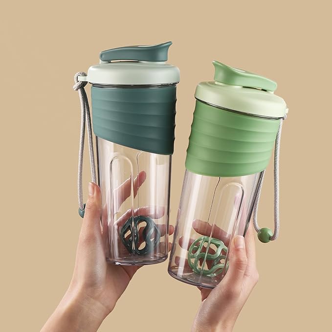Protein Shaker Bottle 24oz – Teal Transparent Tritan with Measurement Scale, Silicone Grip & Teal Shaker Ball – Perfect for Protein Shakes, Smoothies, and Supplements