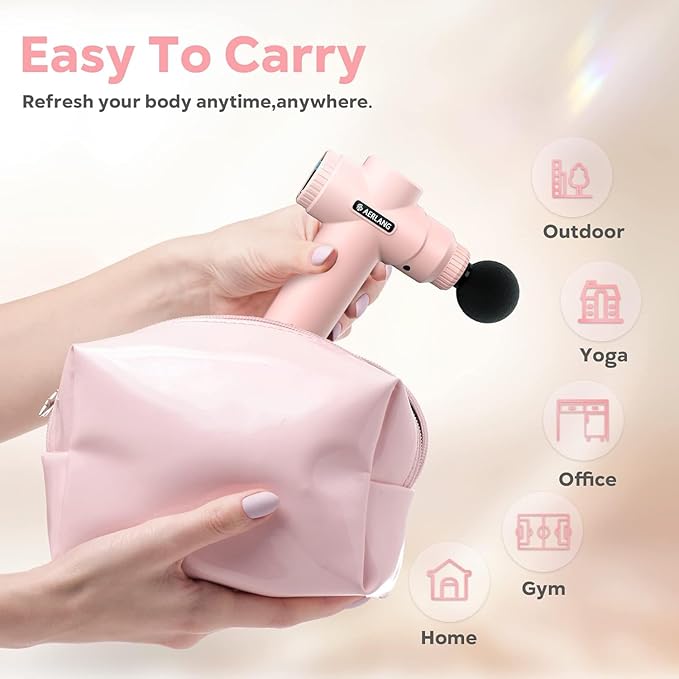 AERLANG Mini Massage Gun-Pink,Muscle Deep Tissue Massager Gun, Handheld Percussion Massager, Portable Quiet Massage Gun with Carry Case for Home Office Gym Motehr Day Gifts for Women Men Her
