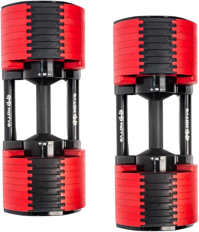 Probell 580 Adjustable Dumbbells - Motv8 Probell 580s, 5lbs - 80lbs Adjustable Free Weight Nuobell Style Dumbbells for Men and Women - Strength Training and Fitness