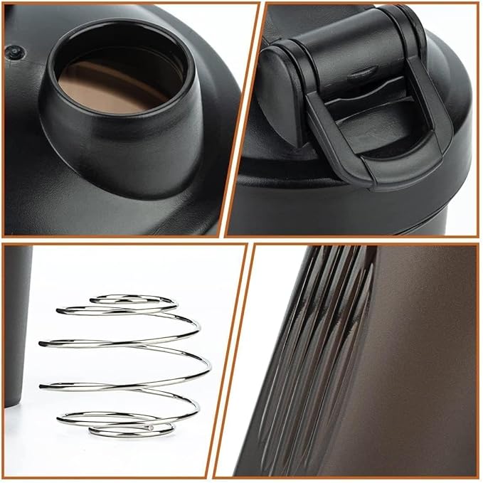 An Ergonomic Small Black Wide Mouth Shaker Cup,Made of Premium PP5 (BPA FREE),Modelized Scale Marks 4-8-12 Oz,Black Leakproof Screwable Cover Lid (Style May Vary) & Whisk,Free Replacement in 10 Months