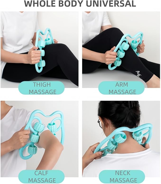 6-Wheel Muscle Roller – Deep Tissue Fascia Massage Tool for Legs, Arms & Thighs, Cellulite Massager for Muscle Relief & Recovery