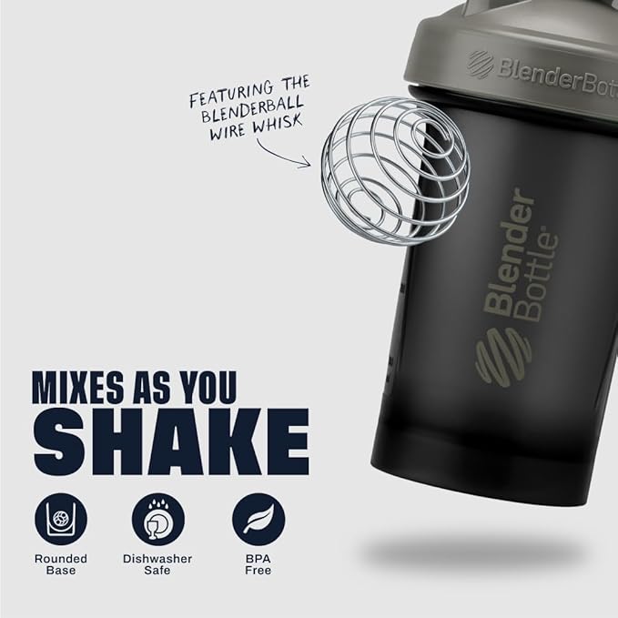 BlenderBottle Classic V2 Shaker Bottle Perfect for Protein Shakes and Pre Workout, 28-Ounce, Grey/Black, Black Shadow