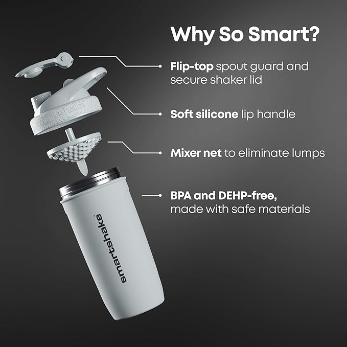 Smartshake Reforce Stainless Steel Protein Shaker Bottle 900 ml | 30 oz - Leakproof Screw-on Lid - BPA Free – Unisex - Non Insulated - Black
