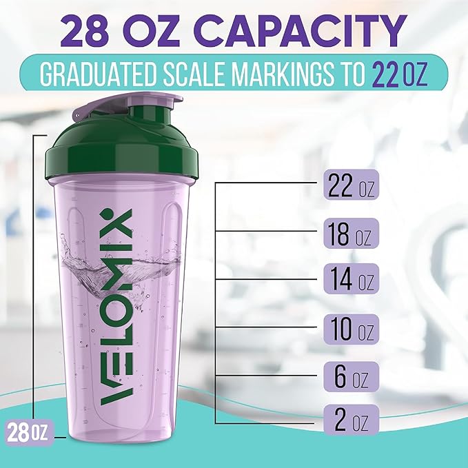 -2 Pack- 28 oz Protein Shaker Bottles for Protein Mixes - 2x Wire Whisk | Leak Proof Shaker Cups for Protein Shakes | Protein Shaker Bottle Pack (Flower Set)