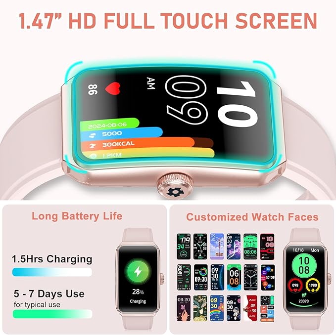 Fitness Tracker with 24/7 Heart Rate, Blood Oxygen, Sleep Tracker, Waterproof Fitness Watch, Activity Tracker with Step Tracker for Women Men