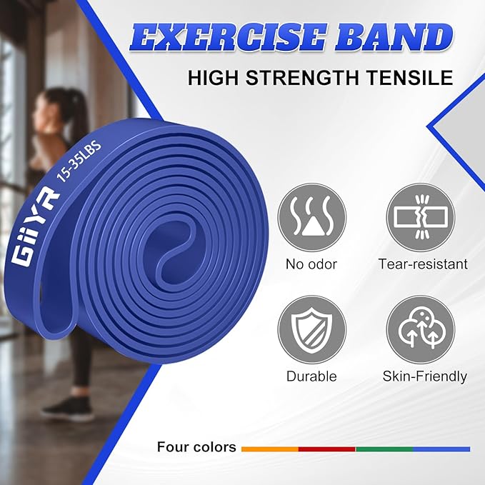 Resistance Bands Set for Men & Women - 4 Levels Exercise Band with Door Anchor, Pull Up Bands for Strength Training, Stretching, Powerlifting, Home Workouts