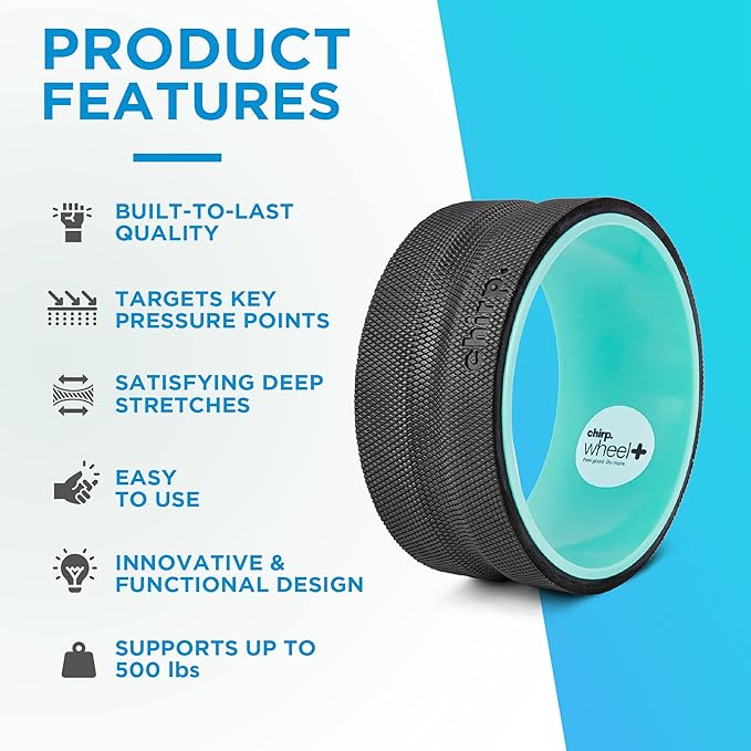 Chirp Wheel & Rack Bundle - Comprehensive Back Care Solution with Convenient Storage, Relief for Back Pain, Deep Tissue, Trigger Point Therapy, Easy Storage for Four Wheel Sizes - 3 Pack
