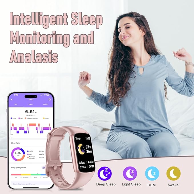 Fitness Tracker with 24/7 Heart Rate, Blood Pressure Blood Oxygen Sleep Monitor, 123 Sports Modes Calories Smart Watch,IP68 Waterproof Step Counter Activity Trackers Pedometer for Women Men (Pink)