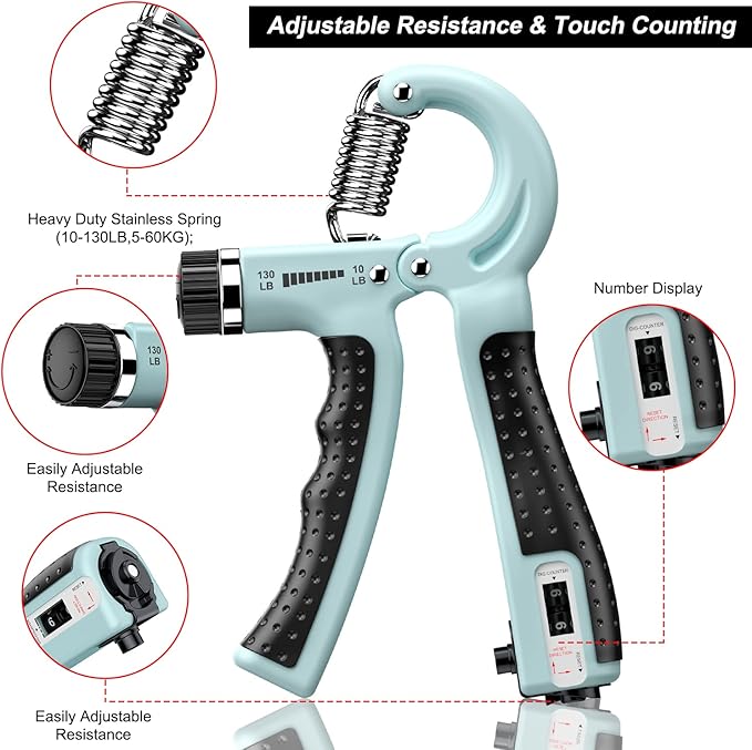 KDG Hand Grip Strengthener 2 Pack Adjustable Resistance 10-130 lbs Forearm Exerciser,Grip Strength Trainer for Muscle Building and Injury Recovery for Athletes