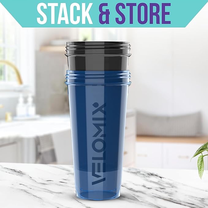 -2 Pack- 28 oz Protein Shaker Bottles for Protein Mixes - 2x Wire Whisk | Leak Proof Shaker Cups for Protein Shakes | Protein Shaker Bottle Pack | Shakers for Protein Shakes-Blue&Black