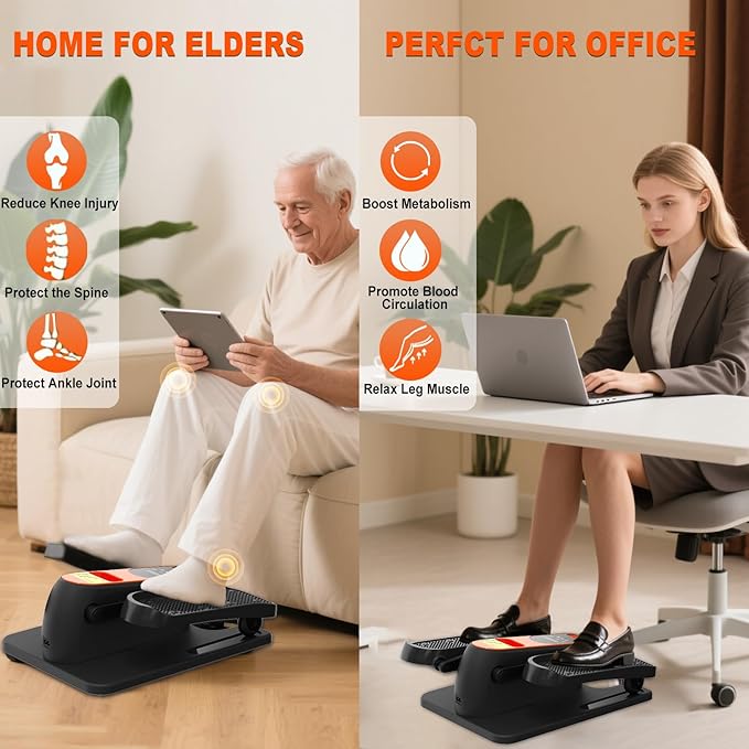 HOTSWEAT Under Desk Elliptical Machine, Ellipse Leg Exerciser as Seen on TV for Seniors with Remote Control, Portable Electric Seated Pedal Exerciser with 12 Speed Levels for Home Office