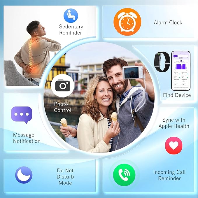 Smart Bracelet for Men Women, Fitness Tracker with Free App, 24/7 Auto Heart Rate/SpO2 Monitor, Sleep Stress Tracking Smart Health Wristband, 120+ Sports Modes with Extended Armband, IP68 Waterproof