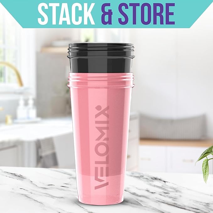 -2 Pack- 28 oz Protein Shaker Bottles for Protein Mixes - 2x Wire Whisk | Leak Proof Shaker Cups for Protein Shakes | Protein Shaker Bottle Pack | Shakers for Protein Shakes-Pink&Black