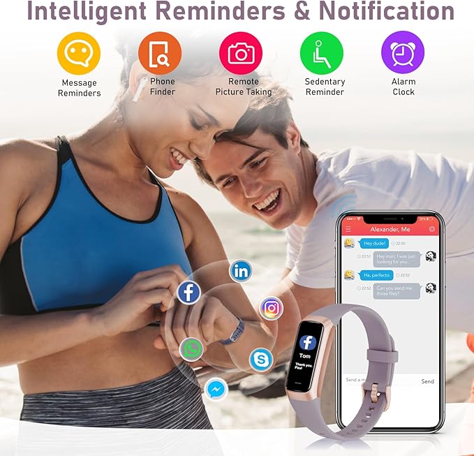 Fitness Tracker with 24/7 Heart Rate,Blood Oxygen Blood Pressure Sleep Monitor, Activity Trackers 5 ATM Waterproof,Step Calorie Counter Pedometer Health Smart Watch for Women Men Dusty Purple