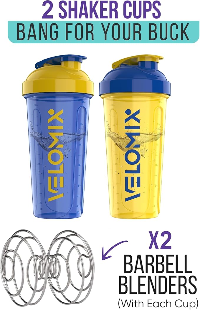 -2 Pack- 28 oz Protein Shaker Bottles for Protein Mixes - 2x Wire Whisk | Leak Proof Shaker Cups for Protein Shakes | Protein Shaker Bottle Pack (Stand Strong Pack)