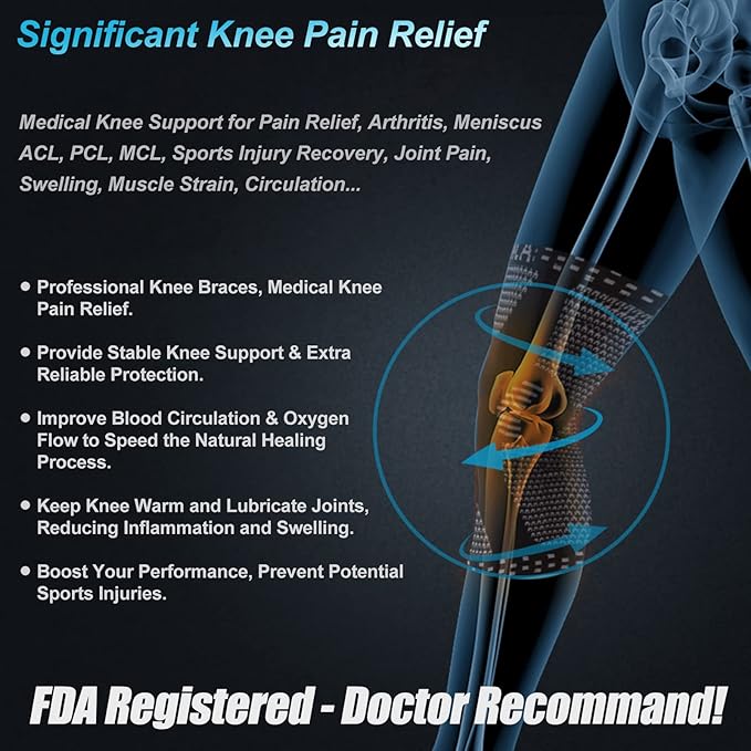 NEENCA Professional Knee Brace for Pain Relief, Medical Knee Support with Patella Pad & Side Stabilizers, Compression Knee Sleeve for Meniscus Tear, ACL, Joint Pain, Runner, Workout