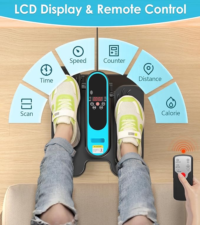 2025 New Under Desk Elliptical Machine,Portable Seated Pedal Exercise Machine for Seniors,Mini Ellipse Leg Exerciser with 12 Adjustable Speeds&Remote Control,Quiet&Compact for Home Office