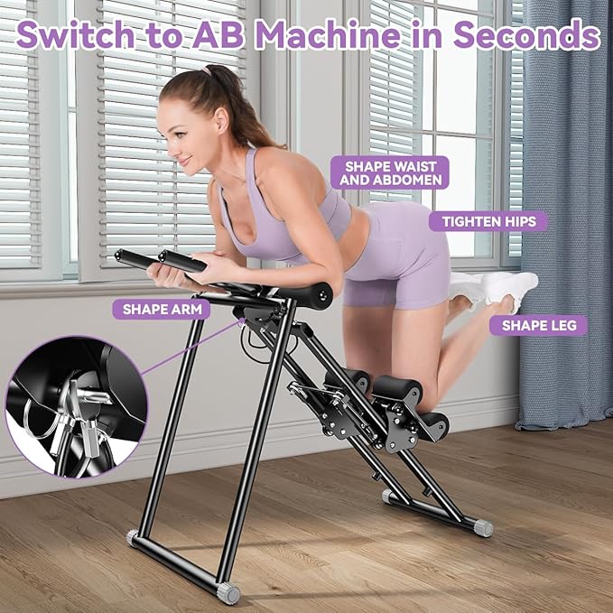 Foldable Stair Stepper Machine – AB Workout Equipment for Home Gym, Full-Body Cardio Workout Equipment with Adjustable Handlebar & Pedals
