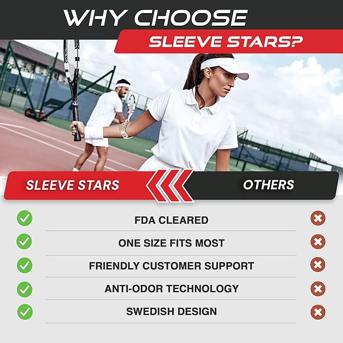 Sleeve Stars Tennis Elbow Brace for Women - Adjustable Tennis Strap, Golfers Elbow Brace for Men, Counterforce for Tennis Elbow for Tendonitis Relief, Fits 9"-23" (Single/Beige)