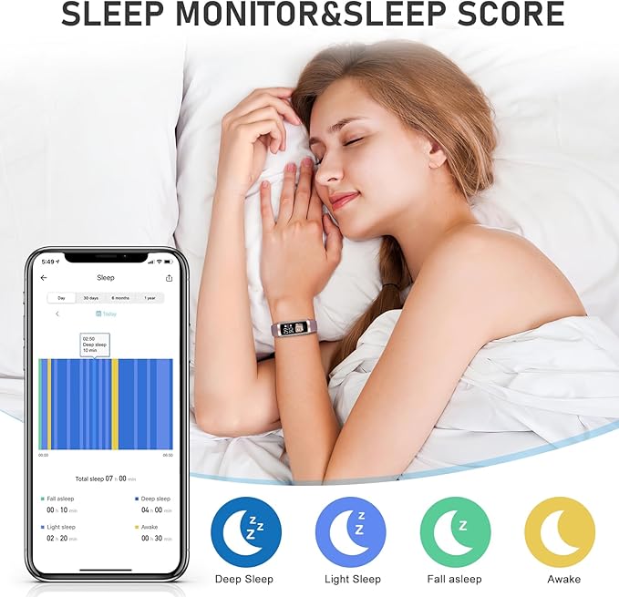 Fitness Tracker with 24/7Heart Rate, Blood Pressure, Sleep Tracking, Calorie, Activity Tracker with 1.1" AMOLED Color Screen, Waterproof Step Tracker for Android iPhones Women Men