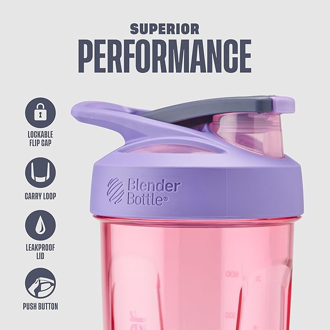 BlenderBottle Sport Shaker Bottle with Wire Whisk, 24-Ounce, Purple – Protein Shakes & Hydration for Athletes & Fitness Enthusiasts, Easy Mixing, Durable & Lightweight, Lockable Lid