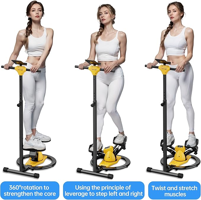 2-in-1 Twist Steppers for Exercise at Home, Stair Stepper with Adjustable Handlebar and Waist Twister, Quiet Portable Stair Stepper for Home, 300 LBS Loading Capacity, Stepper Machine with LCD Monitor