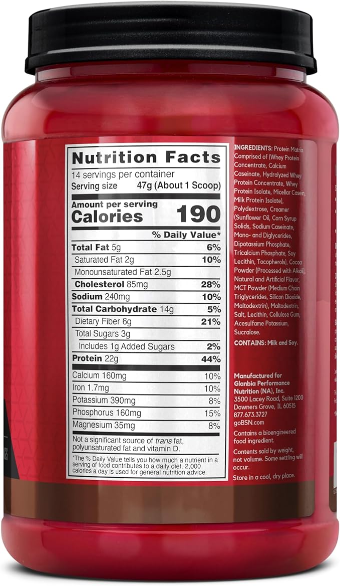 BSN SYNTHA-6 Premium Protein Powder with 6g of Fiber, Whey Protein, Micellar Casein, Milk Protein Isolate Blend, 5g Fat, Chocolate Milkshake, 14 Servings (Packaging May Vary)