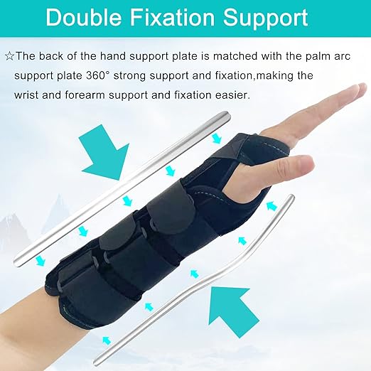 TANDCF Unisex Forearm and Wrist Support Splint Brace Double Fixation Wrist Brace for Carpal Tunnel, Adjustable Night Time Forearm Immobilizer Brace Splints,9.8 inch (25cm) length(RH/S)