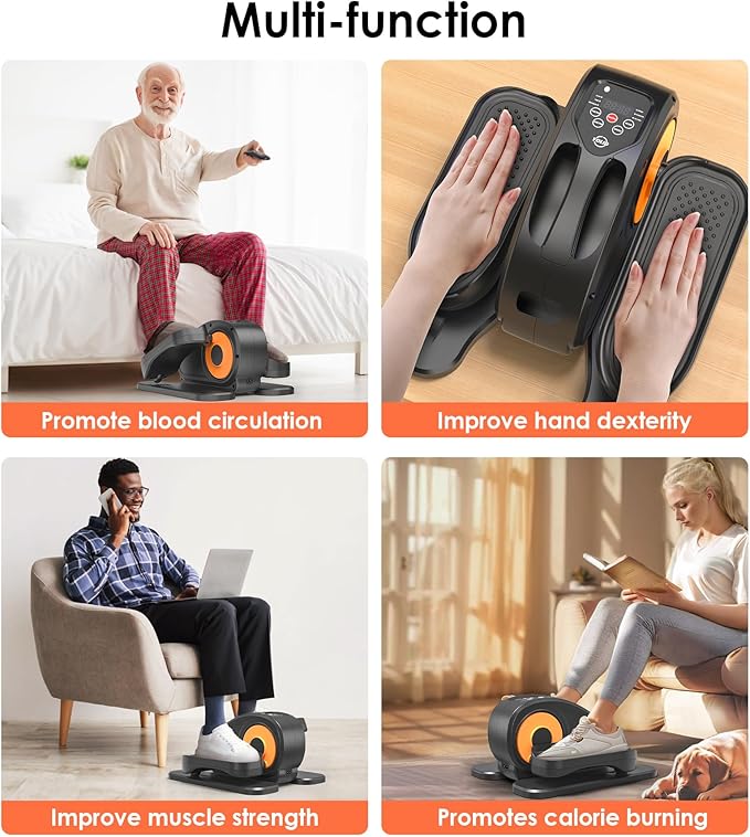 2025 New Under Desk Elliptical Machine,Portable Seated Pedal Exercise Machine for Seniors,Mini Ellipse Leg Exerciser with 12 Adjustable Speeds&Remote Control,Quiet&Compact for Home Office