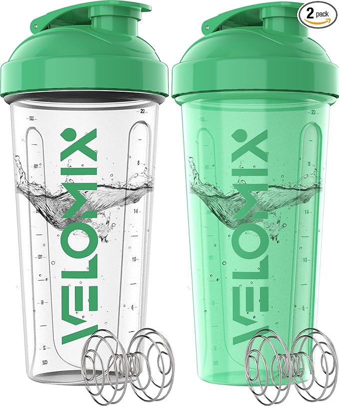 -2 Pack- 28 oz Protein Shaker Bottles for Protein Mixes - 2x Wire Whisk | Leak Proof Shaker Cups for Protein Shakes | Protein Shaker Bottle | Shakers for Protein mix-Turquoise&Transparent