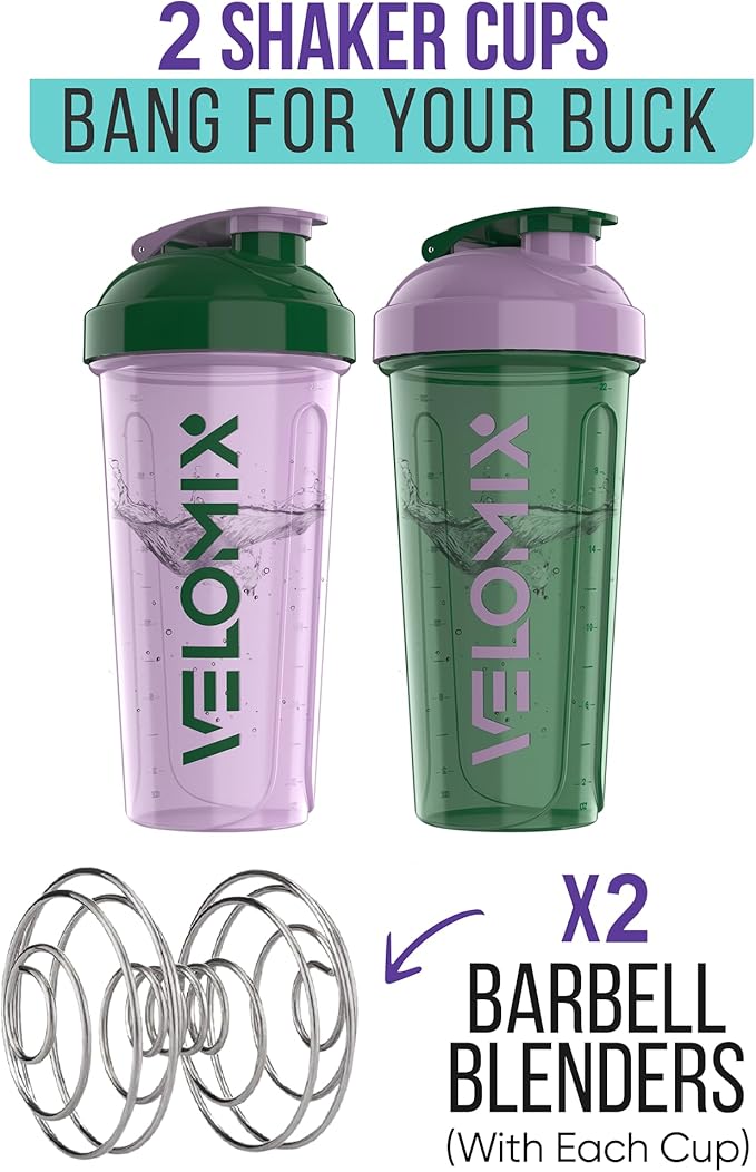 -2 Pack- 28 oz Protein Shaker Bottles for Protein Mixes - 2x Wire Whisk | Leak Proof Shaker Cups for Protein Shakes | Protein Shaker Bottle Pack (Flower Set)