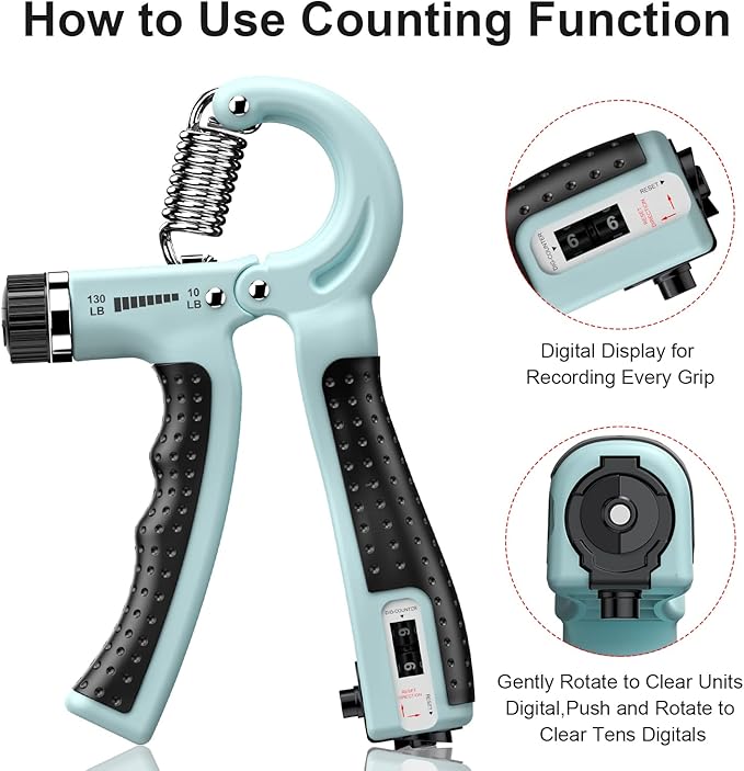 KDG Hand Grip Strengthener 2 Pack Adjustable Resistance 10-130 lbs Forearm Exerciser,Grip Strength Trainer for Muscle Building and Injury Recovery for Athletes