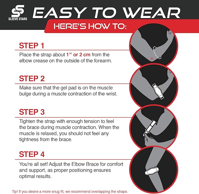 Sleeve Stars Tennis Elbow Brace for Women - Adjustable Tennis Strap, Golfers Elbow Brace for Men, Counterforce for Tennis Elbow for Tendonitis Relief, Fits 9"-23" (Single/Beige)