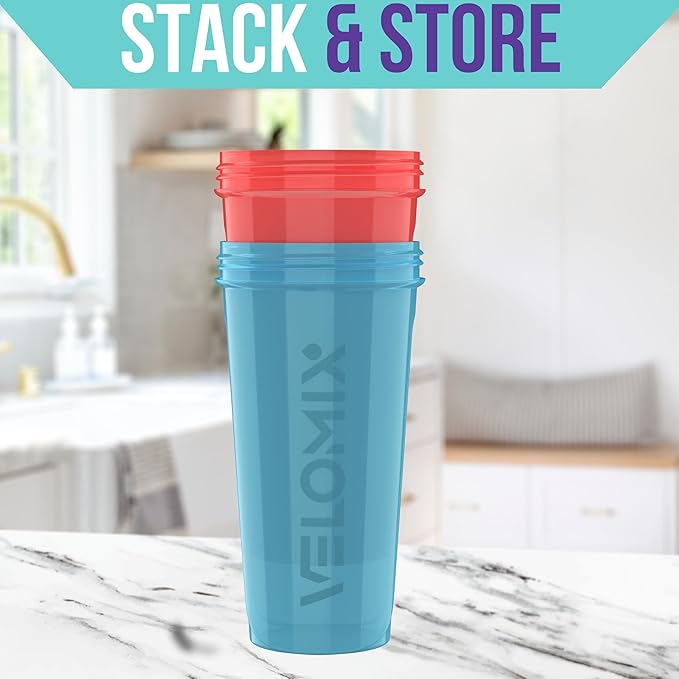 -2 Pack- 28 oz Protein Shaker Bottles for Protein Mixes - 2x Wire Whisk | Leak Proof Shaker Cups for Protein Shakes and Pre Workout | Protein Shaker Bottle Pack (Blue/Pink)