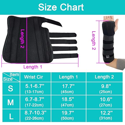 TANDCF Unisex Forearm and Wrist Support Splint Brace Double Fixation Wrist Brace for Carpal Tunnel,Adjustable Night Time Forearm Immobilizer Brace Splints,12.2 inch (31cm) length(RH/L)