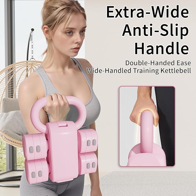 Adjustable Kettlebell Set, 4-in-1 Free Weight Kettlebell sets (5.5lbs 7.7lbs 9.9lbs 12.1lbs) for women, Weight Dumbbell Set of 2 for Home Gym Fitness Training