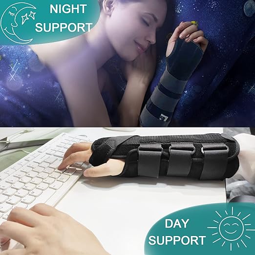 TANDCF Unisex Forearm and Wrist Support Splint Brace Double Fixation Wrist Brace for Carpal Tunnel, Adjustable Night Time Forearm Immobilizer Brace Splints,10.6 inch (27cm) length(RH/M)
