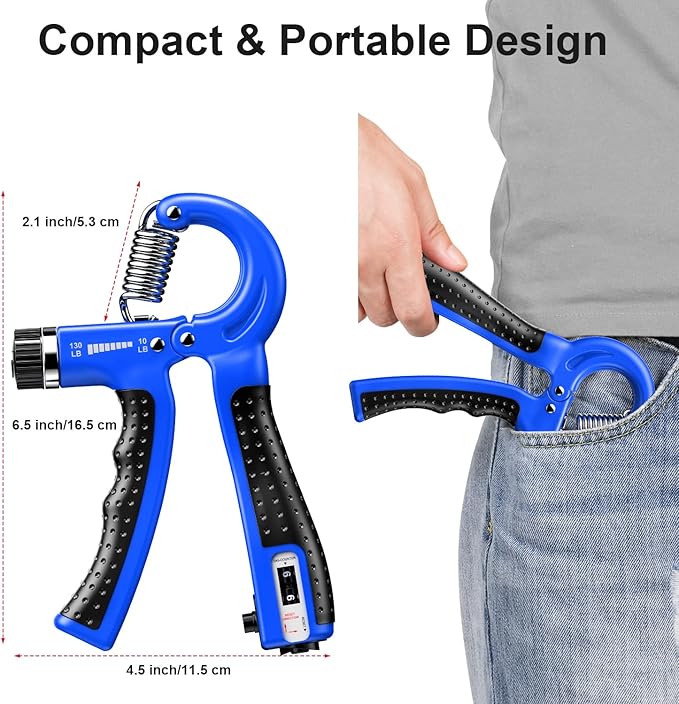 KDG Hand Grip Strengthener 2 Pack Adjustable Resistance 10-130 lbs Forearm Exerciser,Grip Strength Trainer for Muscle Building and Injury Recovery for Athletes