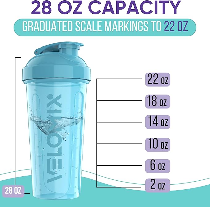 -2 Pack- 28 oz Protein Shaker Bottles for Protein Mixes - 2x Wire Whisk | Leak Proof Shaker Cups for Protein Shakes and Pre Workout | Protein Shaker Bottle Pack (Blue/Pink)